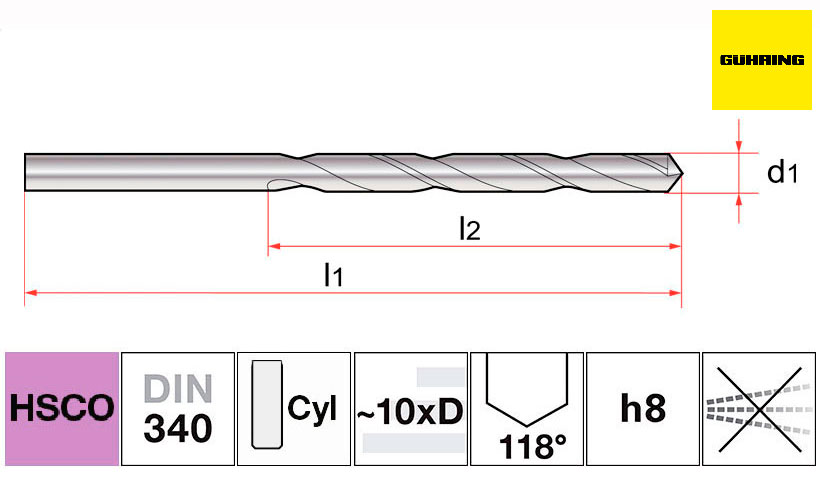 HSSCO_DRILL_STRAIGHT_SHANK_LONG_SERIES_DIN340 Bru y Rubio